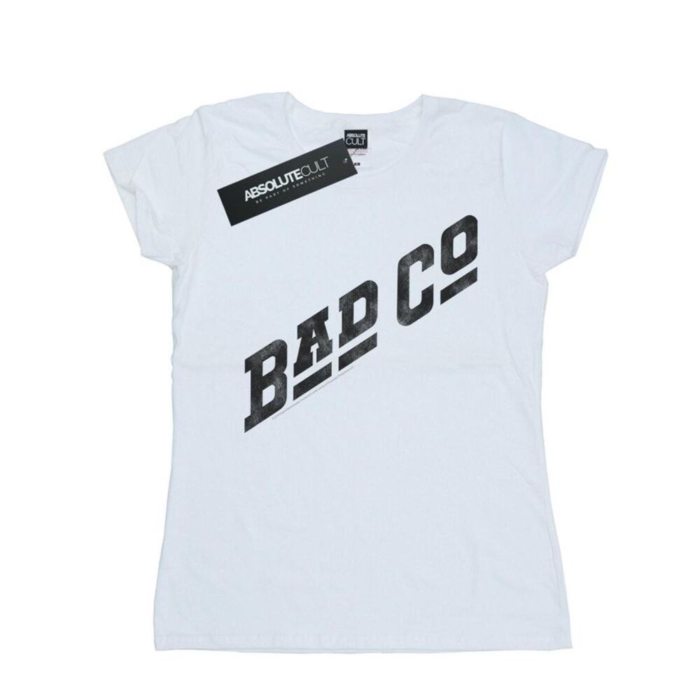 Bad Company Womens/Ladies Distressed Logo Cotton T-Shirt / White
